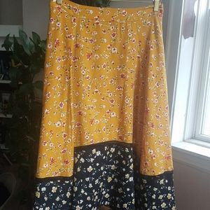 Anthropologie Floral Midi Skirt